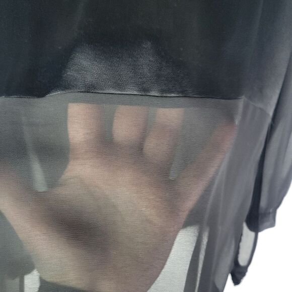 Zara Chic Sheer Loose Fit Black Blouse with Satin Modesty - Picture 7 of 13